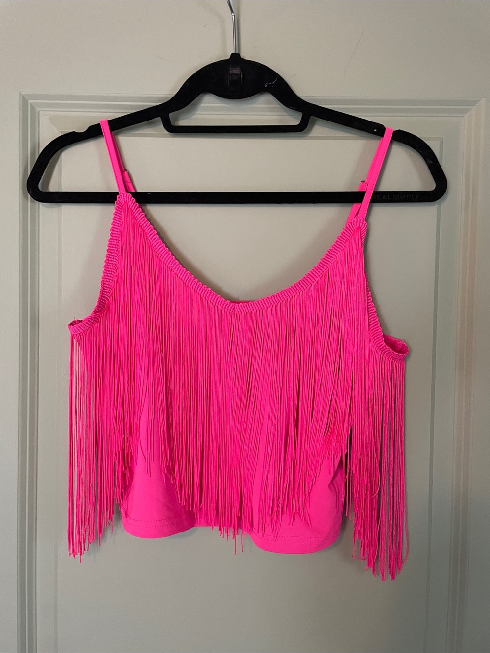 Neon Pink Fringe Camisole Top